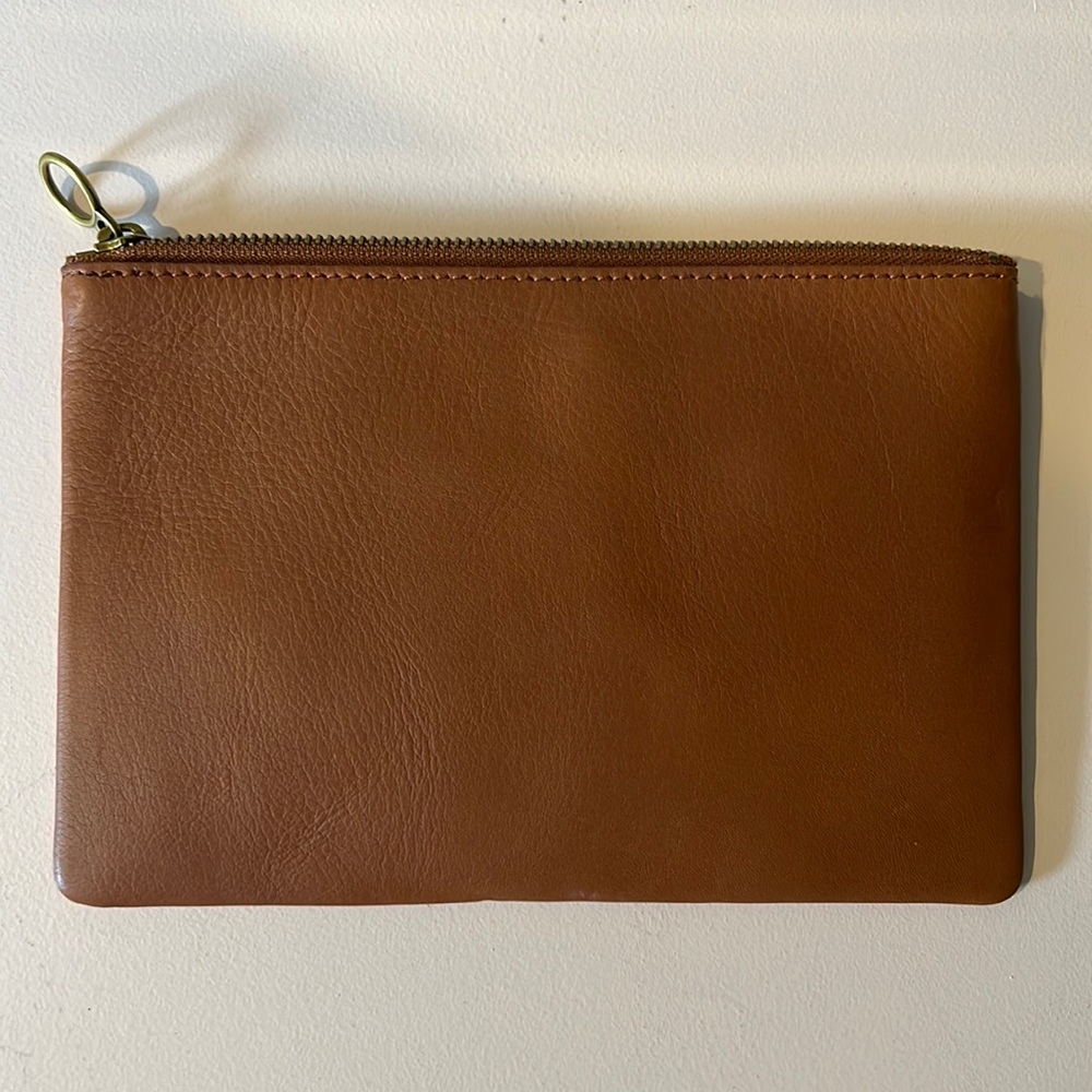 Brown camel leather Madewell clutch wallet
